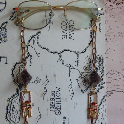 Homegrown Florals and Fungi Glasses Chain with Dice