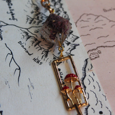 Homegrown Florals and Fungi Glasses Chain with Dice