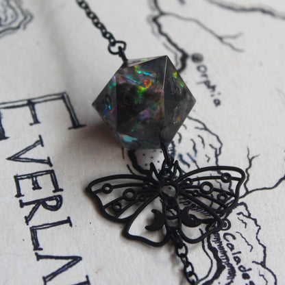 Midnight Butterflies Glasses Chain with Dice