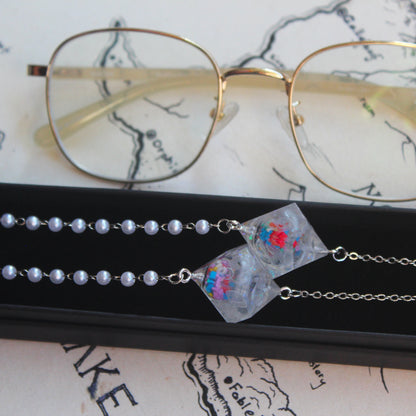 Sprinkles in a Liquid Core Dice Glasses Chain