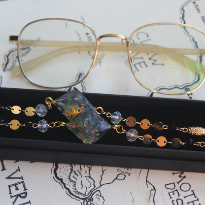 Enchanted Cave Crystals Dice Glasses Chain