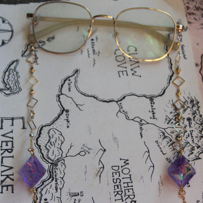 Purple Fairy Treasure Dice Glasses Chain