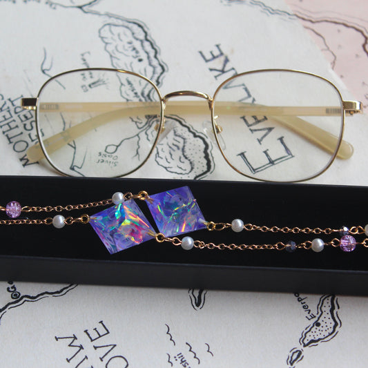 Enchanted Rainbow Prism Glasses Chain with Dice