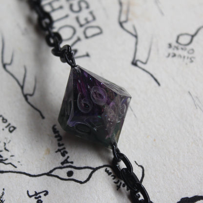 Witch's Plum Potion Glasses Chain with Dice