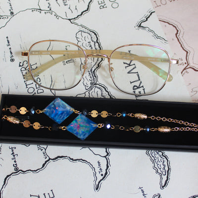 Mermaid Blue Glasses Chain with Dice