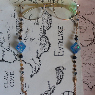 Mermaid Blue Glasses Chain with Dice
