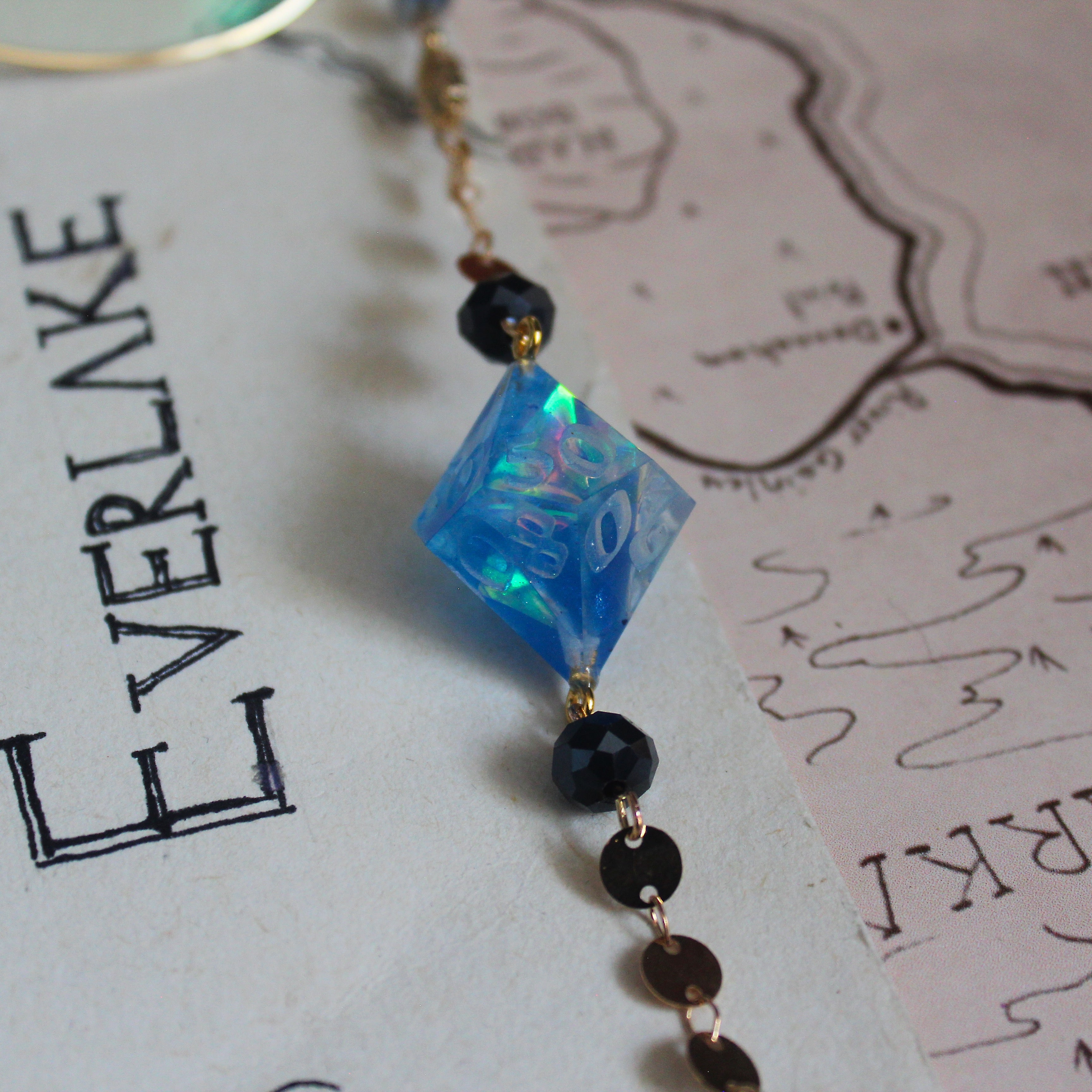 Mermaid Blue Glasses Chain with Dice