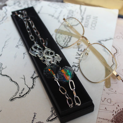 Silver Dragon's Secrets Glasses Chain with Dice