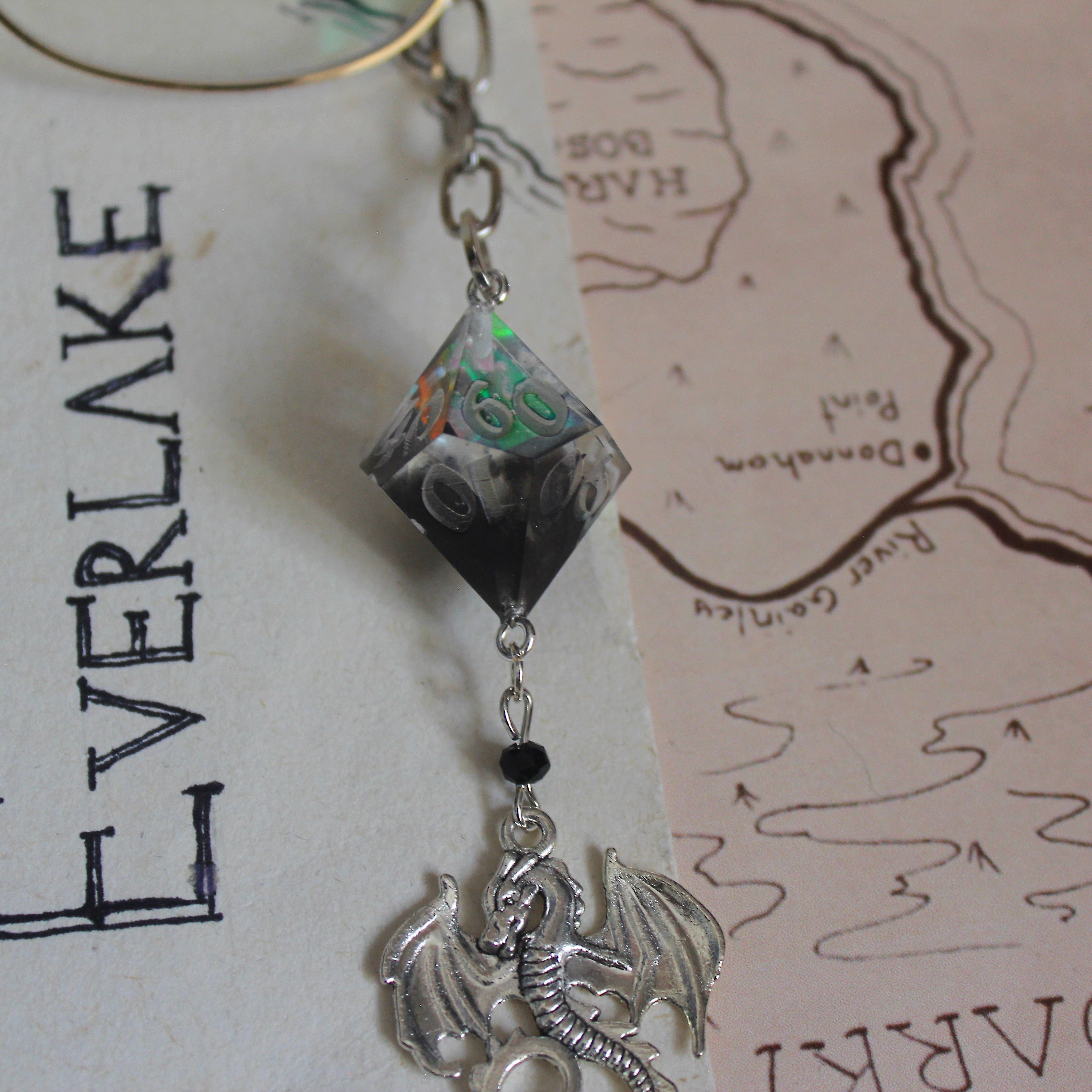 Silver Dragon's Secrets Glasses Chain with Dice