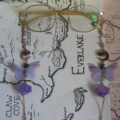 Fairy Butterfly Glasses Chain with Dice
