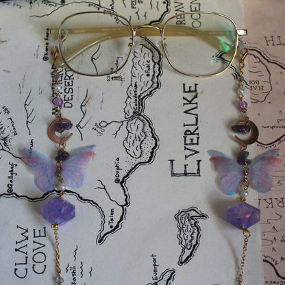 Fairy Butterfly Glasses Chain with Dice
