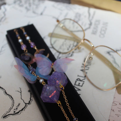 Fairy Butterfly Glasses Chain with Dice
