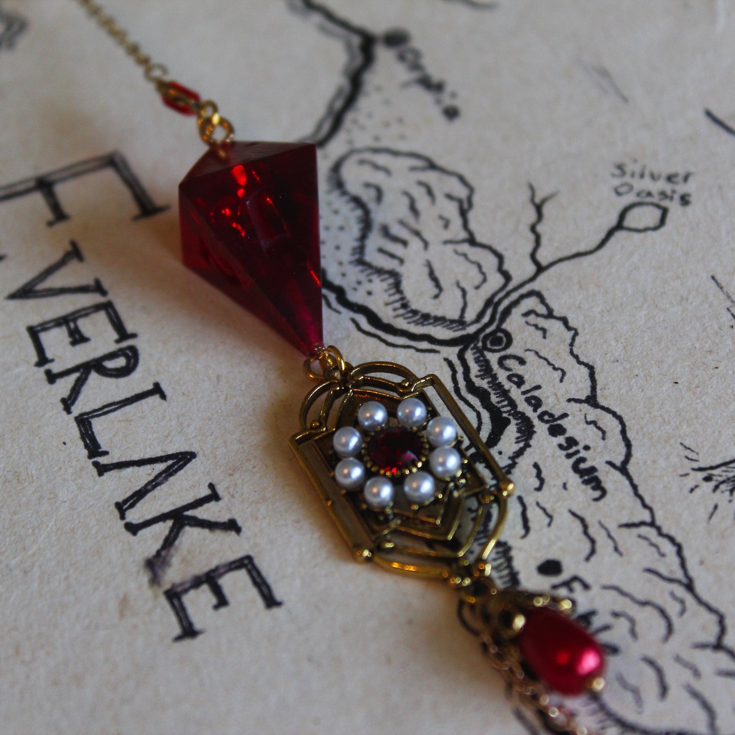 Red Sunflare Glasses Chain with Dice