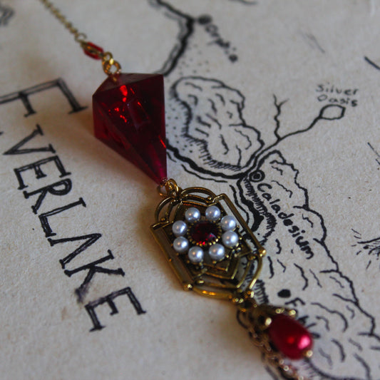 Red Sunflare Glasses Chain with Dice