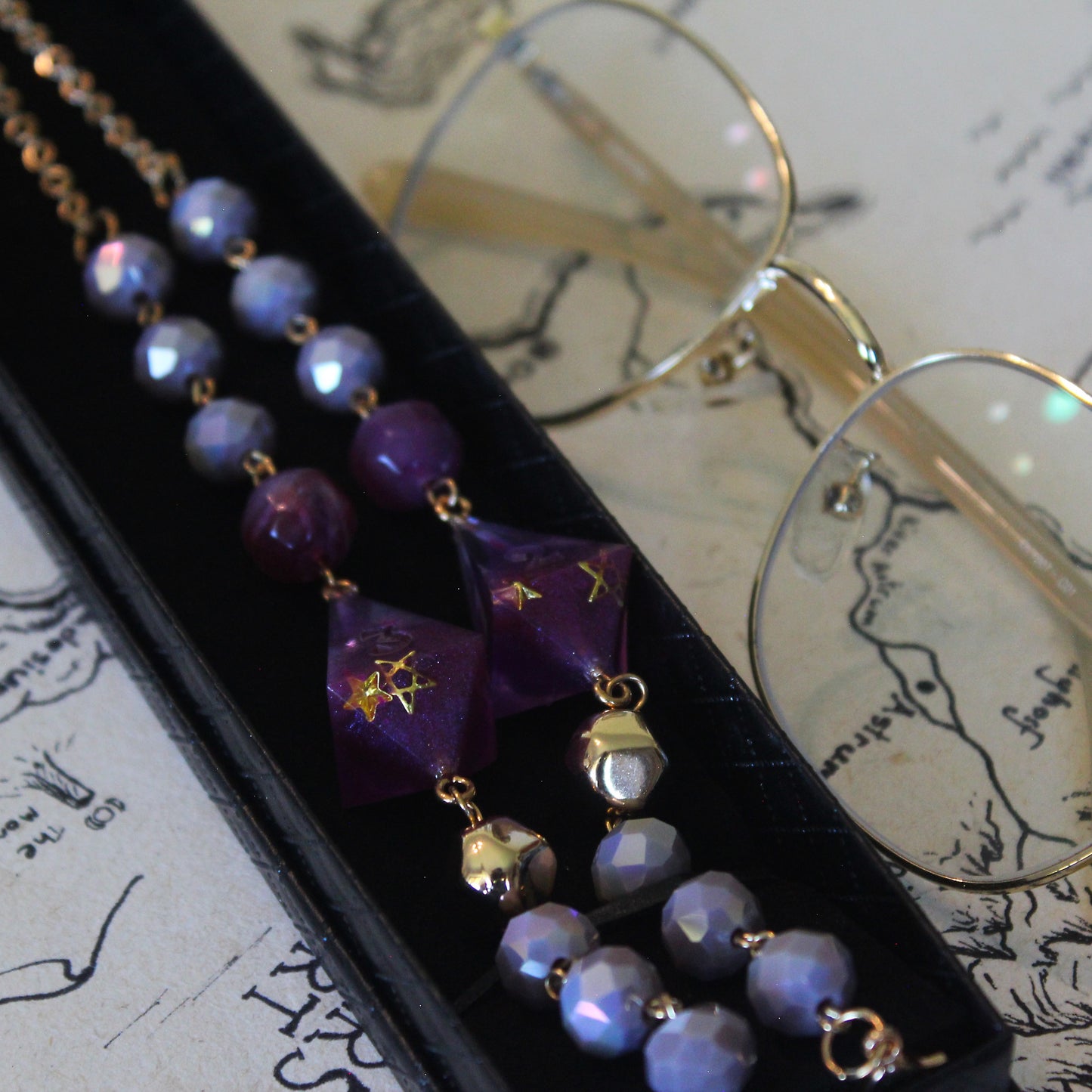 Dreams of Violet Glasses Chain with Dice