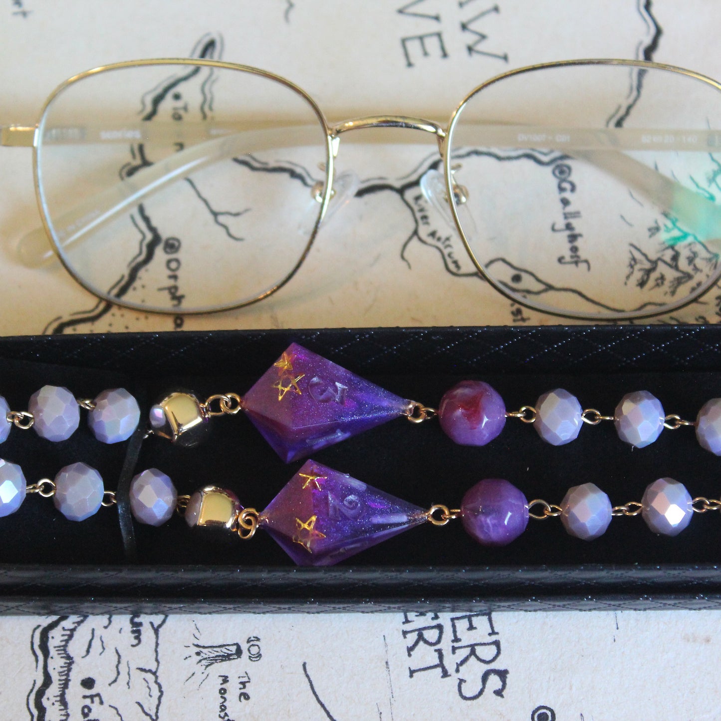 Dreams of Violet Glasses Chain with Dice