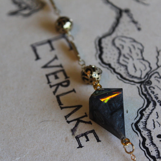 Obsidian Shadow Glasses Chain with Dice