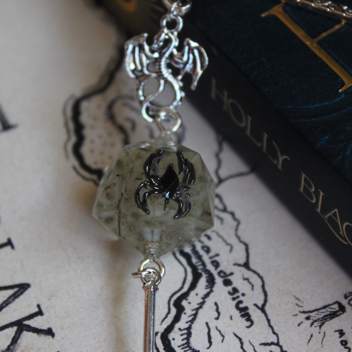 Ravensridge Spider Metal Bookmark with Dice