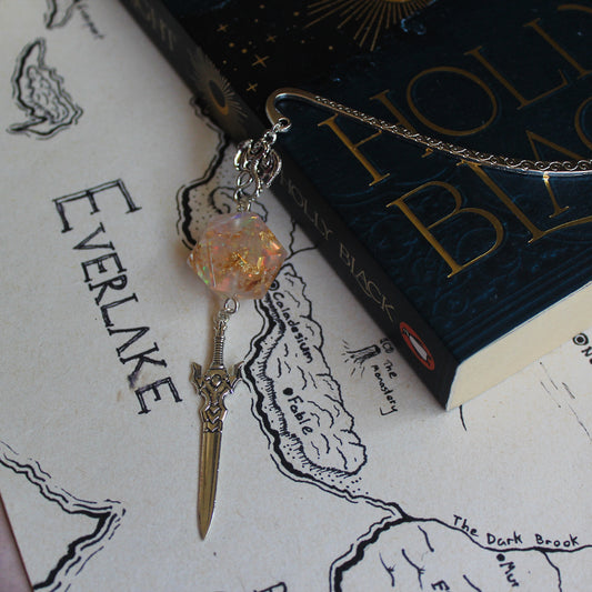 Golden Moonlight Metal Bookmark with Dice