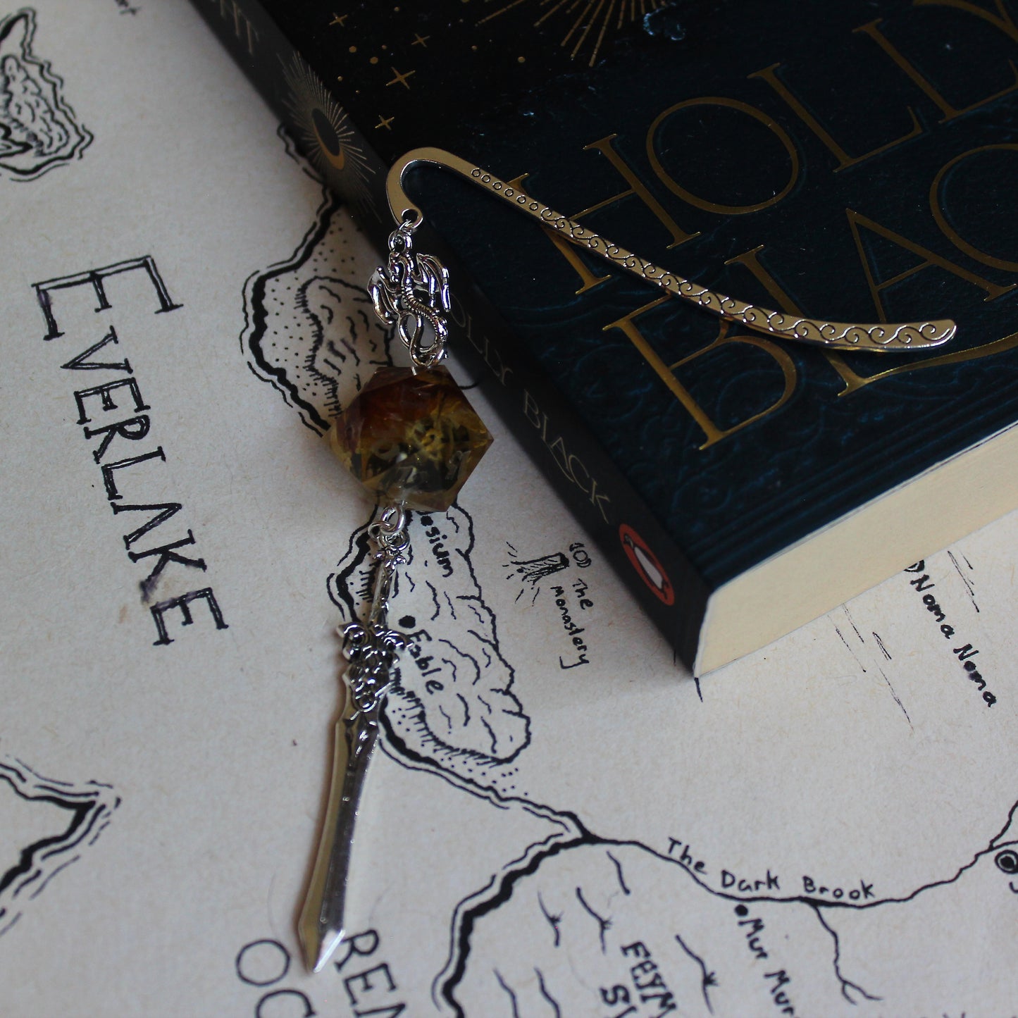 Floral Forest Trails Metal Bookmark with Dice