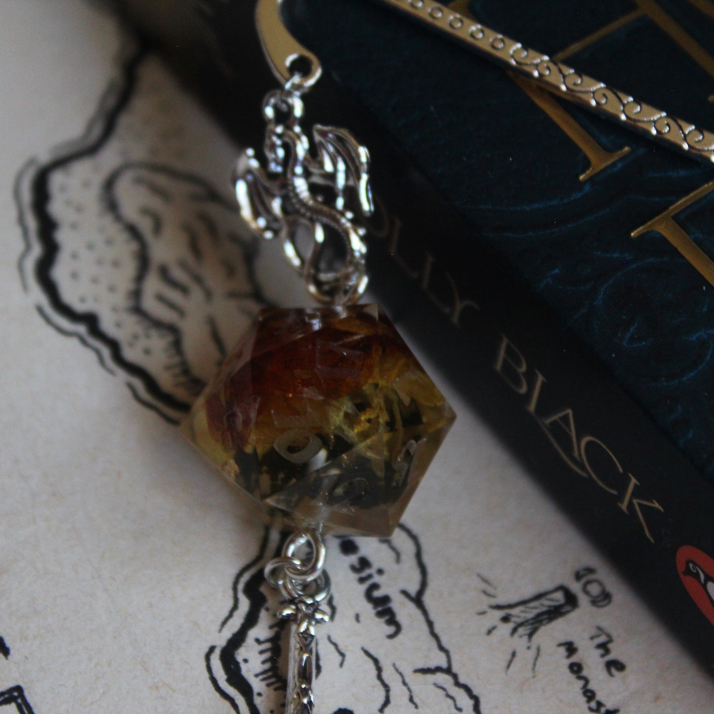 Floral Forest Trails Metal Bookmark with Dice