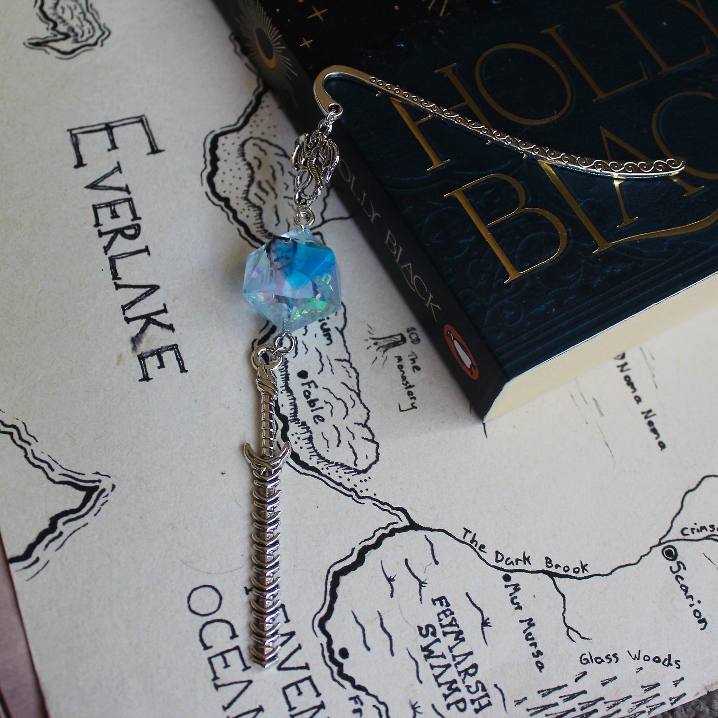 Pedro Pascal in Aqua Metal Bookmark with Dice