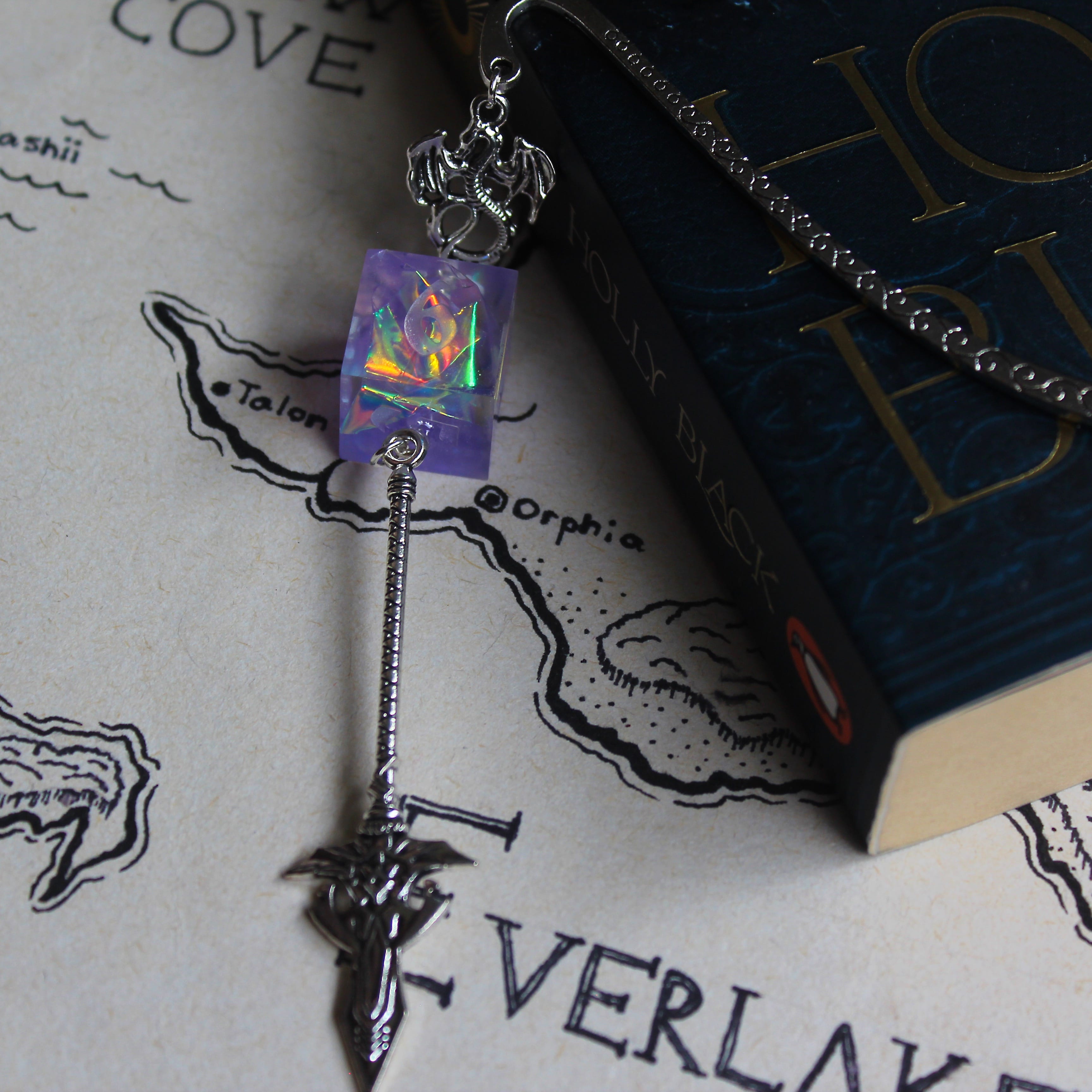 Demon's Sword Bookmark with Dice
