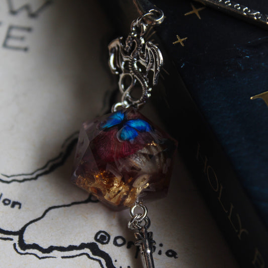 Butterfly Garden Sword Bookmark with Dice