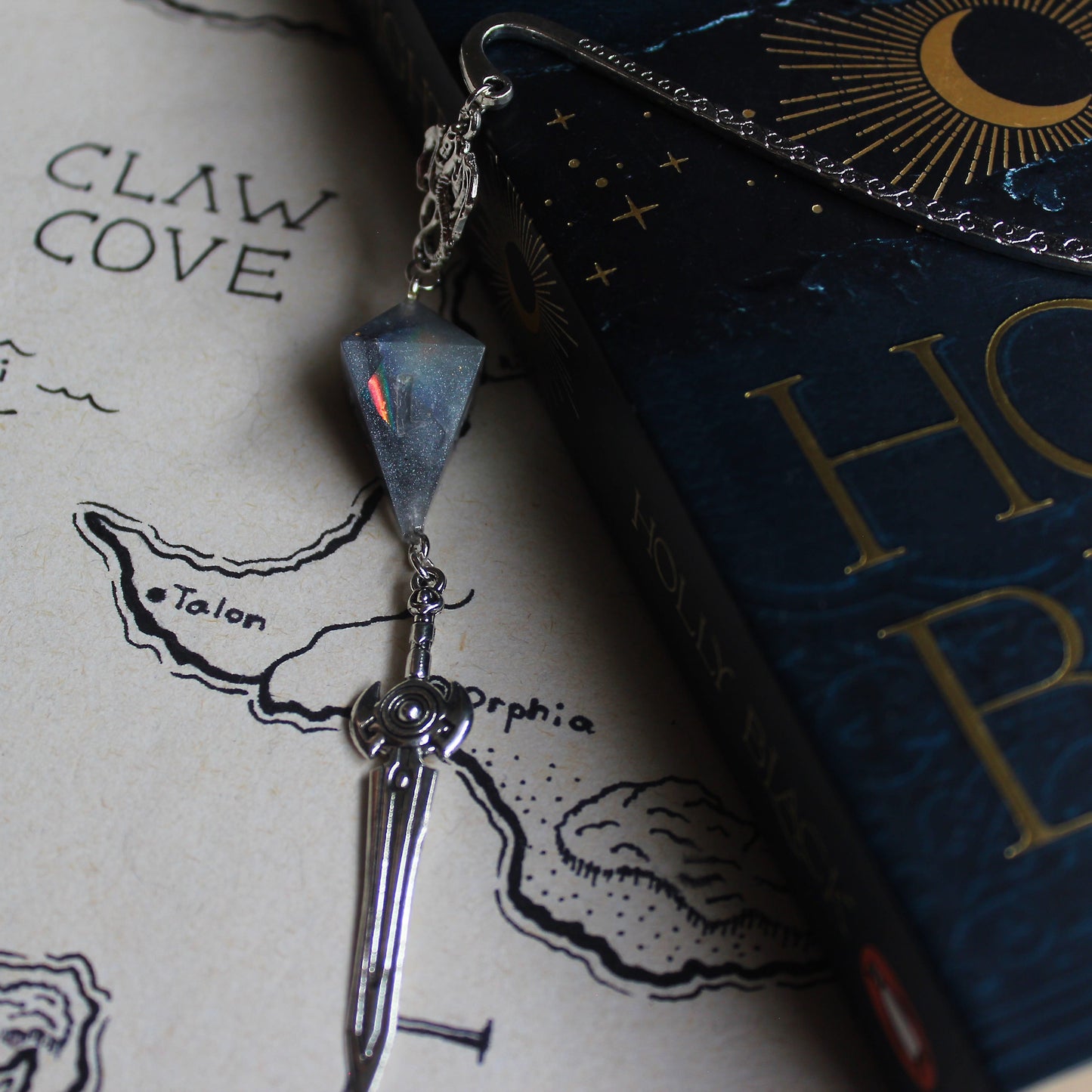 Electric Thunderstorms Sword Bookmark with Dice