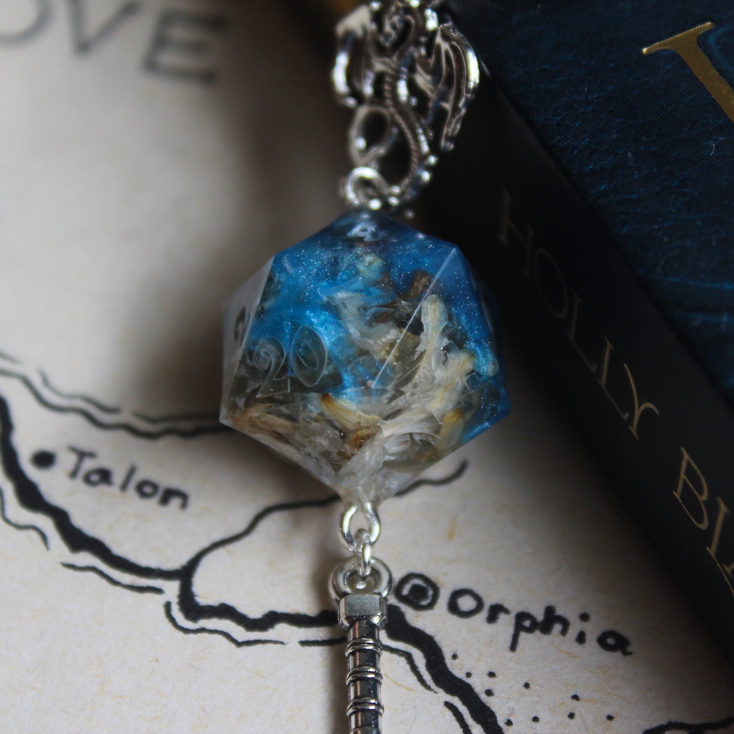Warlock's Sword Bookmark with Dice