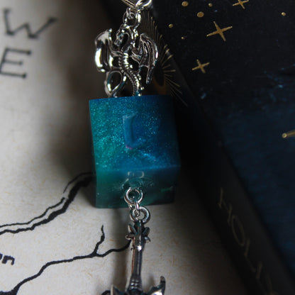 Zombie's Sword Bookmark with Dice