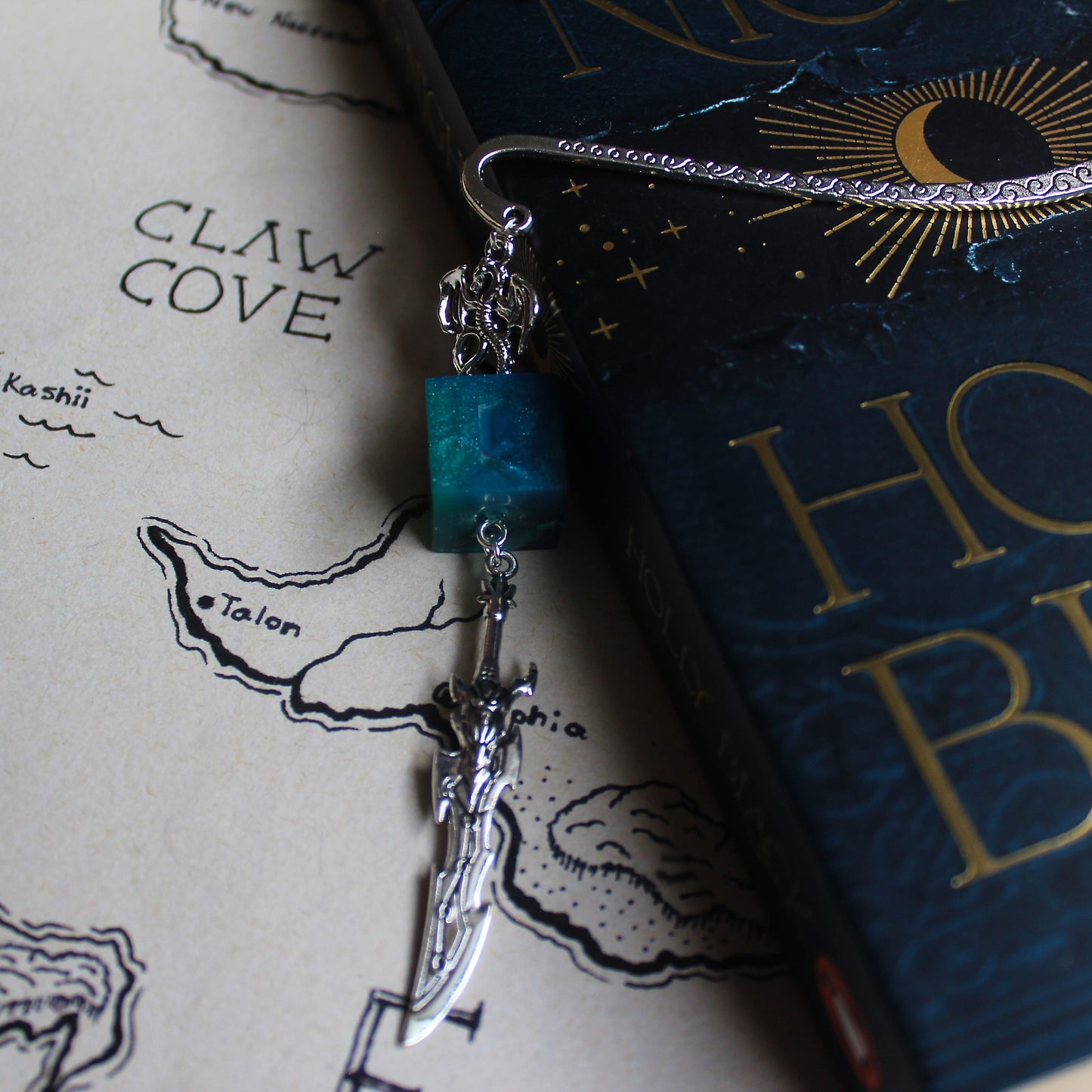 Zombie's Sword Bookmark with Dice