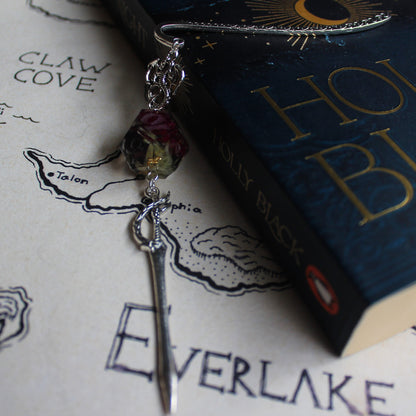 Halfling's Flower Garden Sword Bookmark with Dice