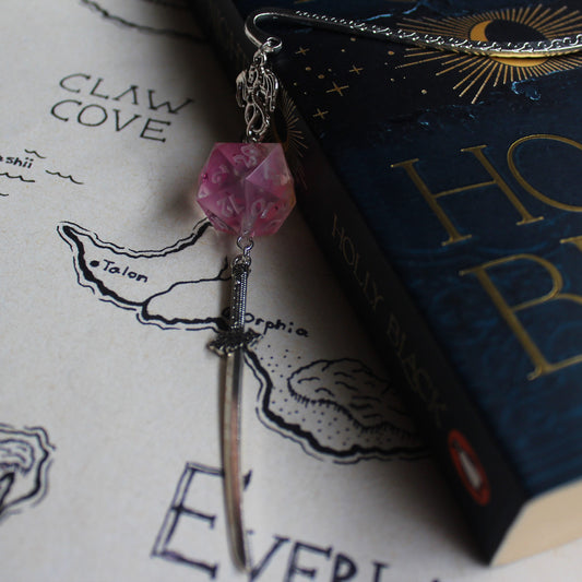 Lizardlady's Sword Bookmark with Dice