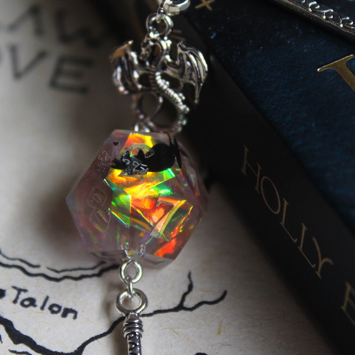 Killer Kitty Sword Bookmark with Dice