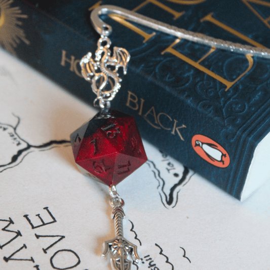 Midnight Roses Metal Bookmark with Dice