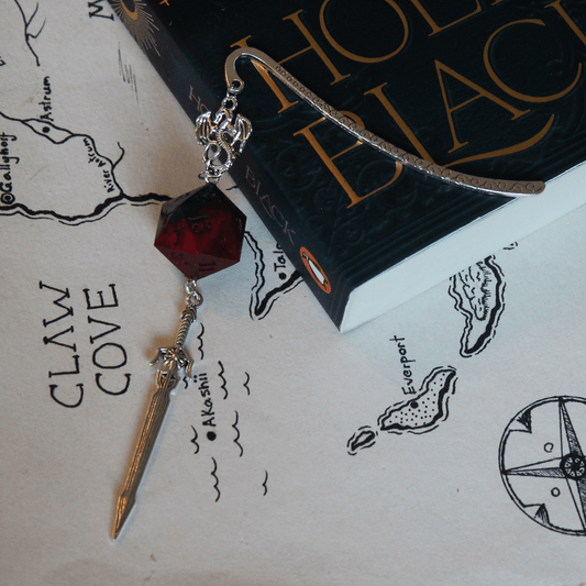 Midnight Roses Metal Bookmark with Dice