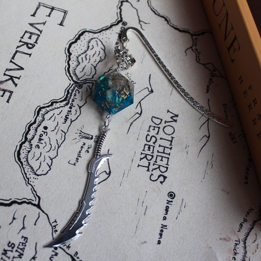 Ethically-Sourced Snake Skin Bookmark with Dice