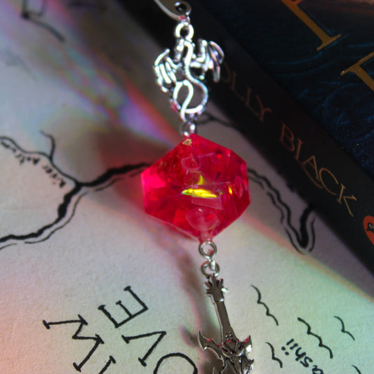 Heart of Fire Red Metal Bookmark with Dice
