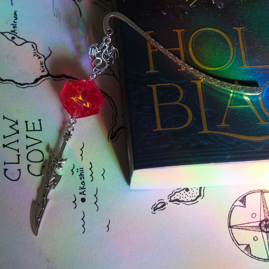 Heart of Fire Red Metal Bookmark with Dice