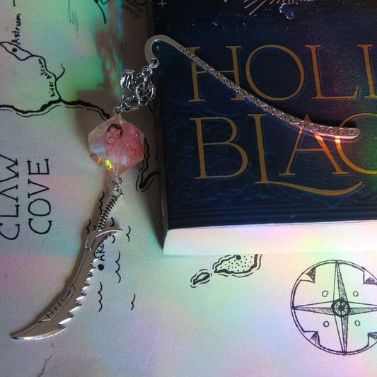 Grapefruit Pink Pedro Pascal Metal Bookmark with Dice