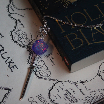 Purple Fireworks Metal Bookmark with Dice