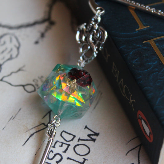 Rose Eye Metal Bookmark with Dice