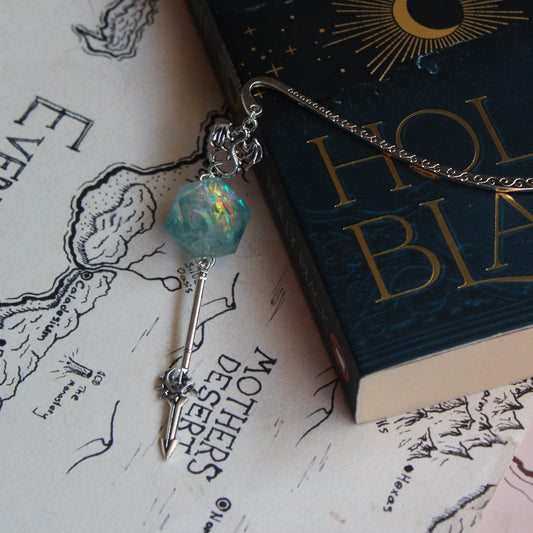 Enchanted Apple Metal Bookmark with Dice