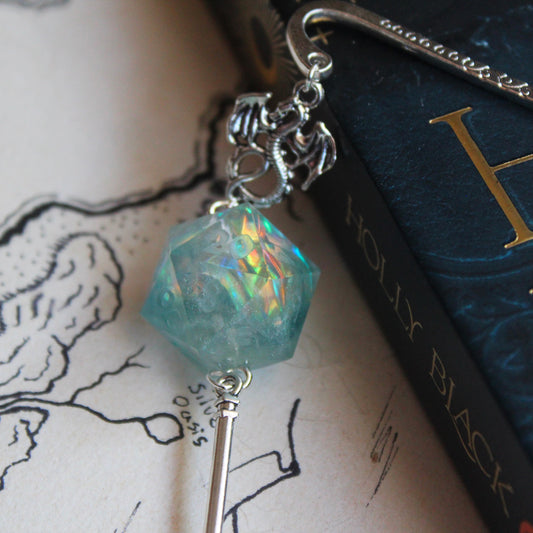 Enchanted Apple Metal Bookmark with Dice