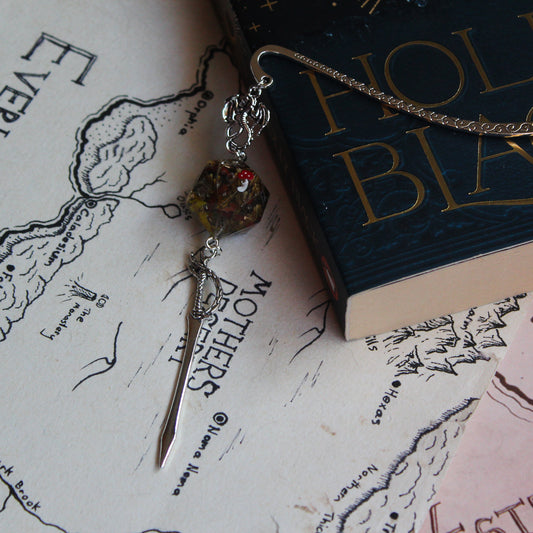 Mr Mushroom Metal Bookmark with Dice