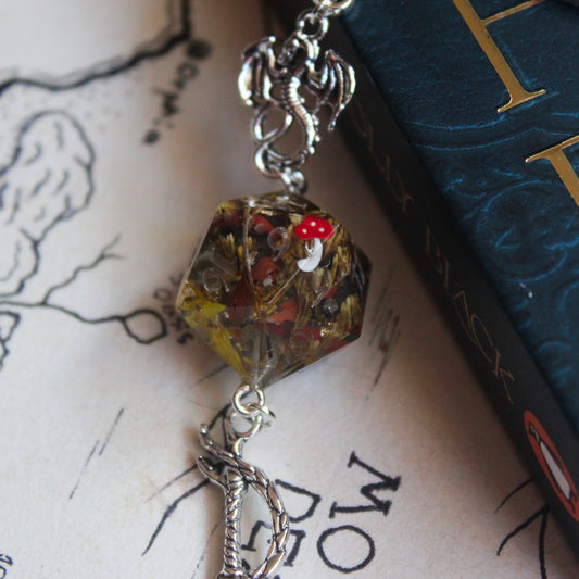 Mr Mushroom Metal Bookmark with Dice