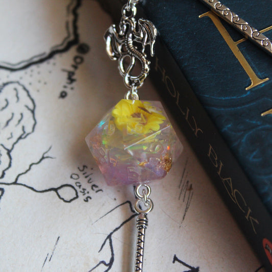 Solar Sunflower Metal Bookmark with Dice
