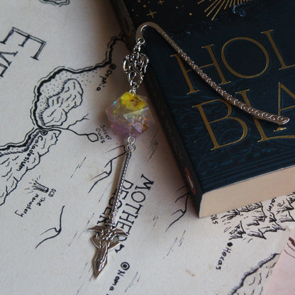 Solar Sunflower Metal Bookmark with Dice