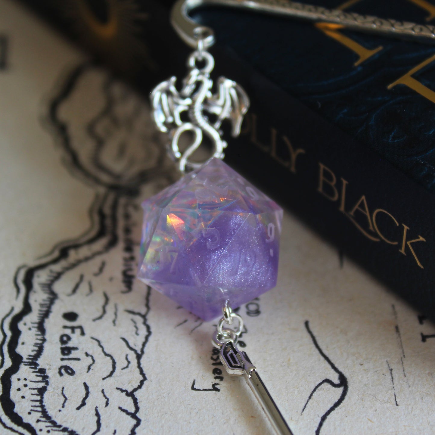 Lavender Dreams Metal Bookmark with Dice